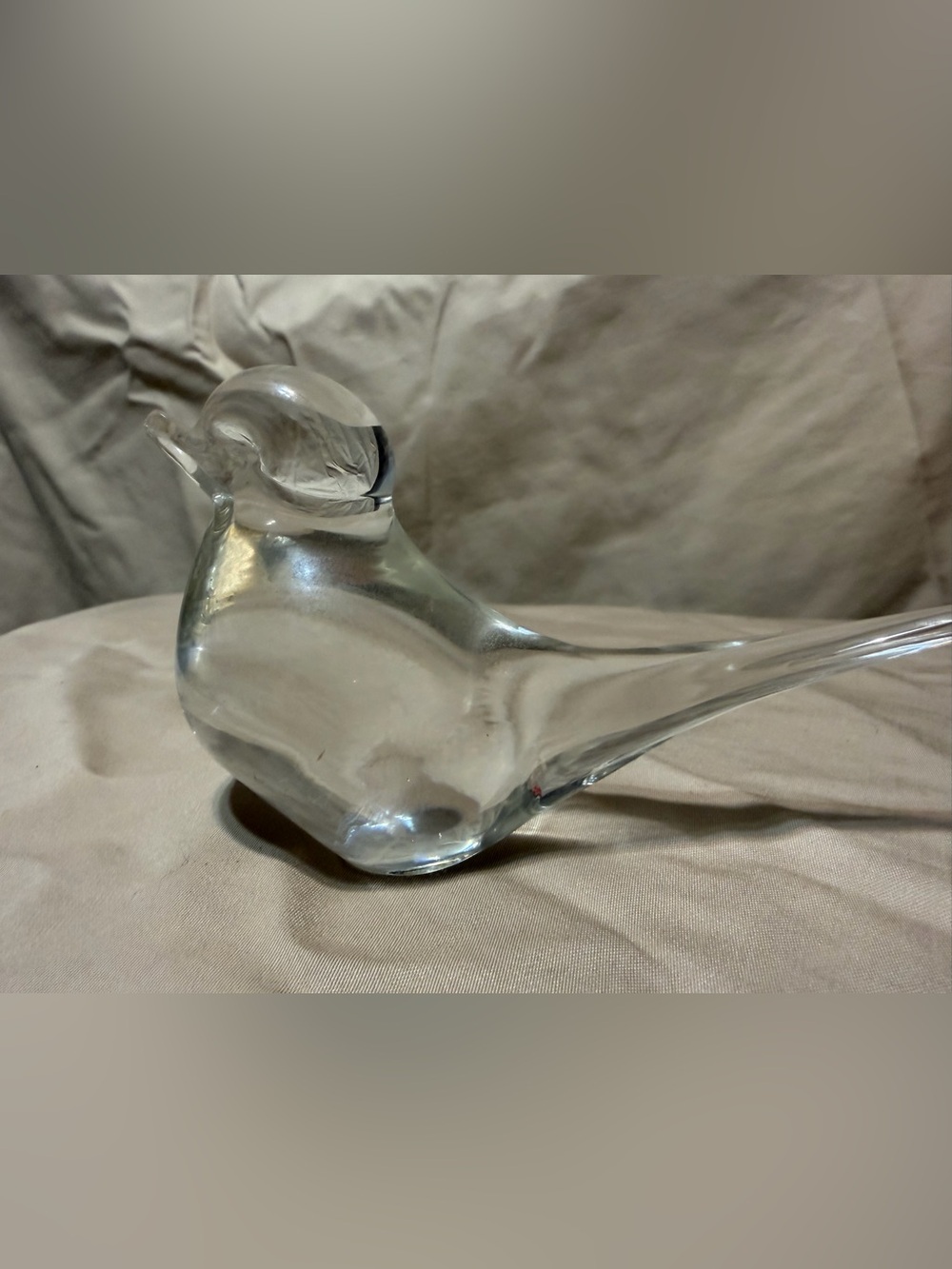 Handmade Clear Glass Bird Paperweight - Elegant Decorative Accent